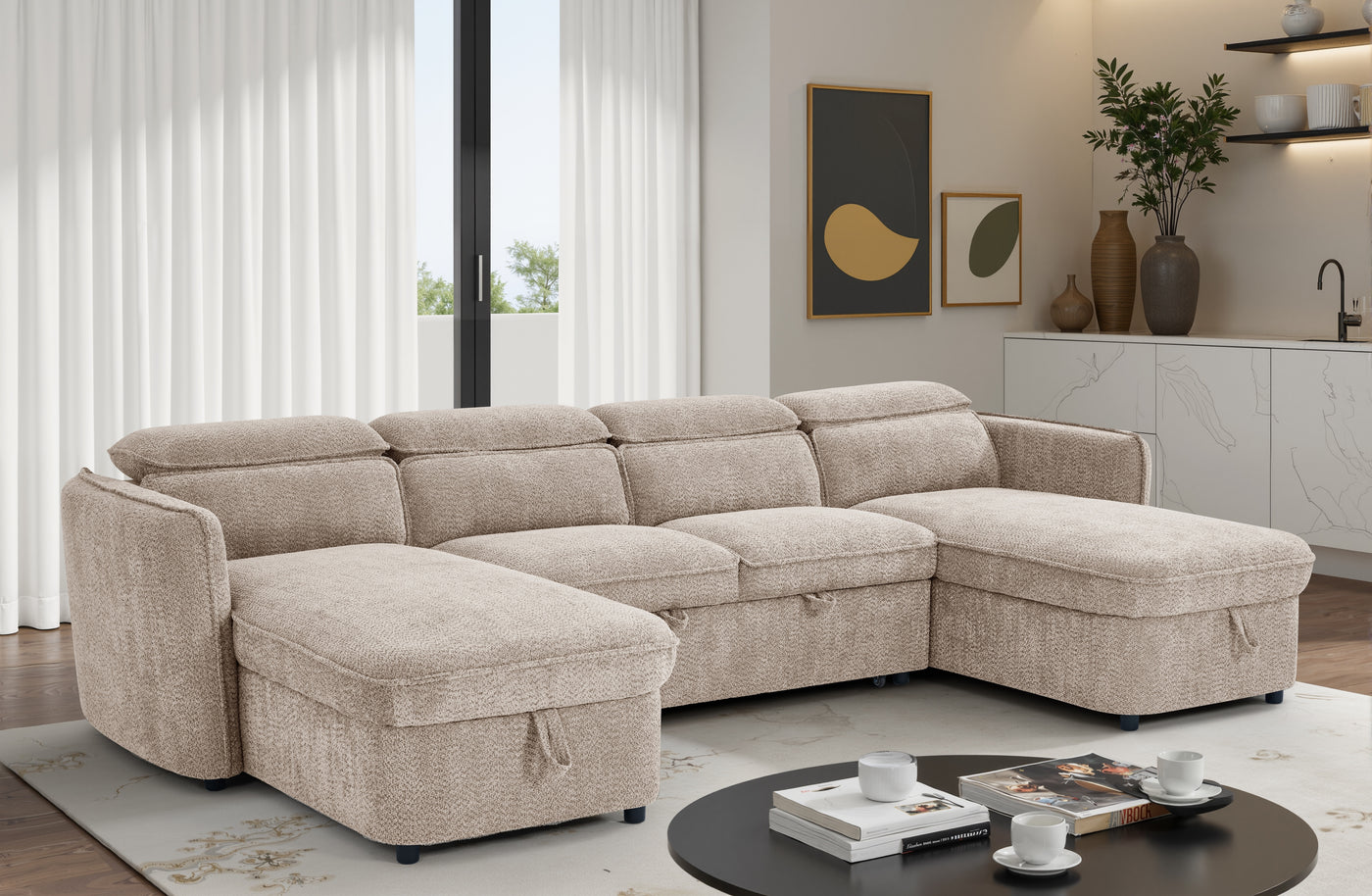 CAPRI U-Shape Sofa Bed With Storage