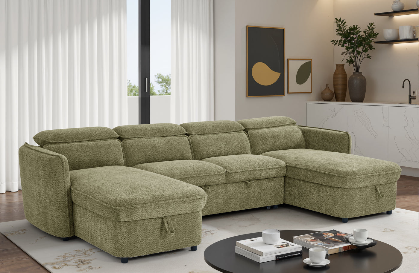 CAPRI U-Shape Sofa Bed With Storage