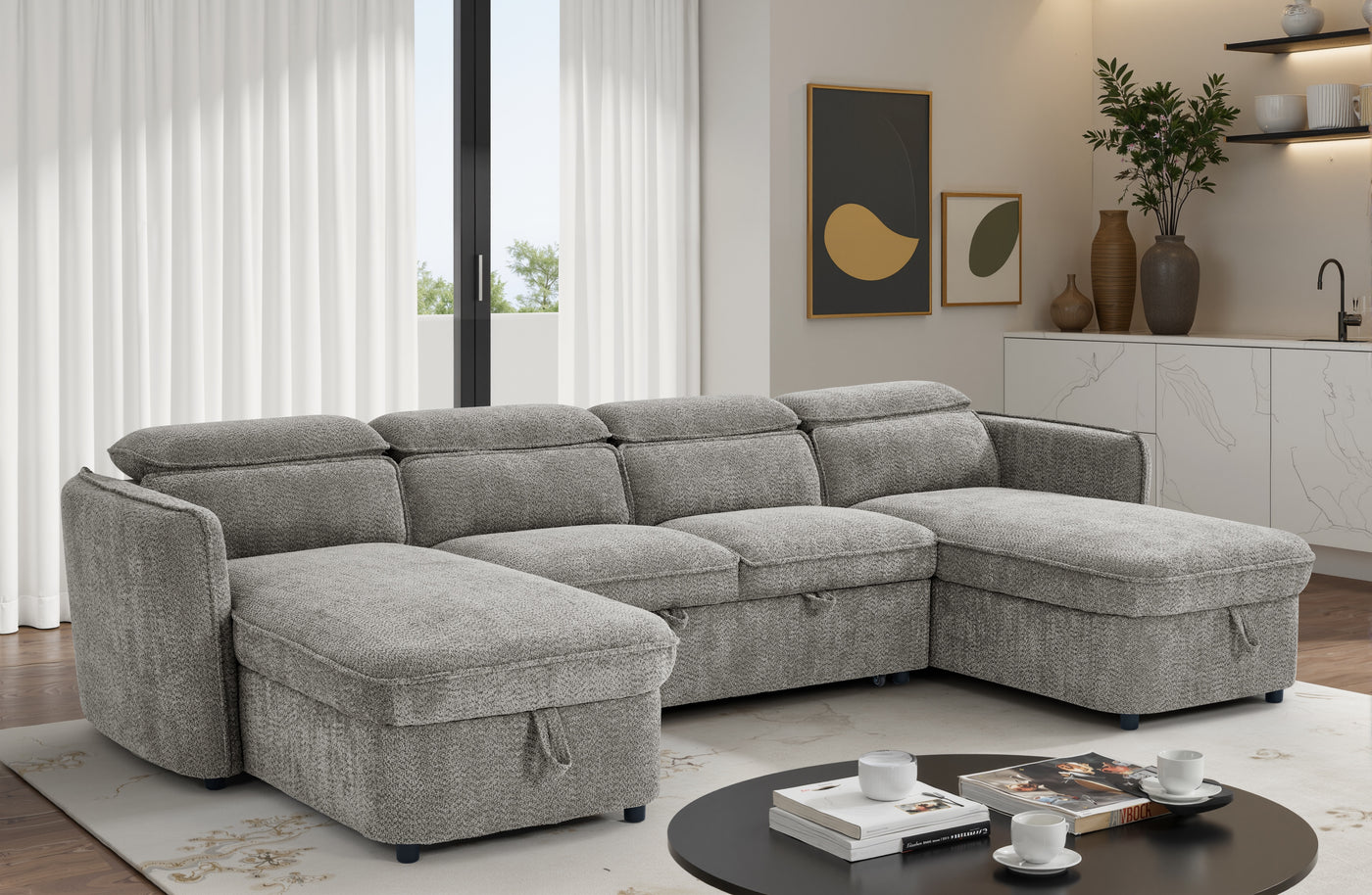 CAPRI U-Shape Sofa Bed With Storage