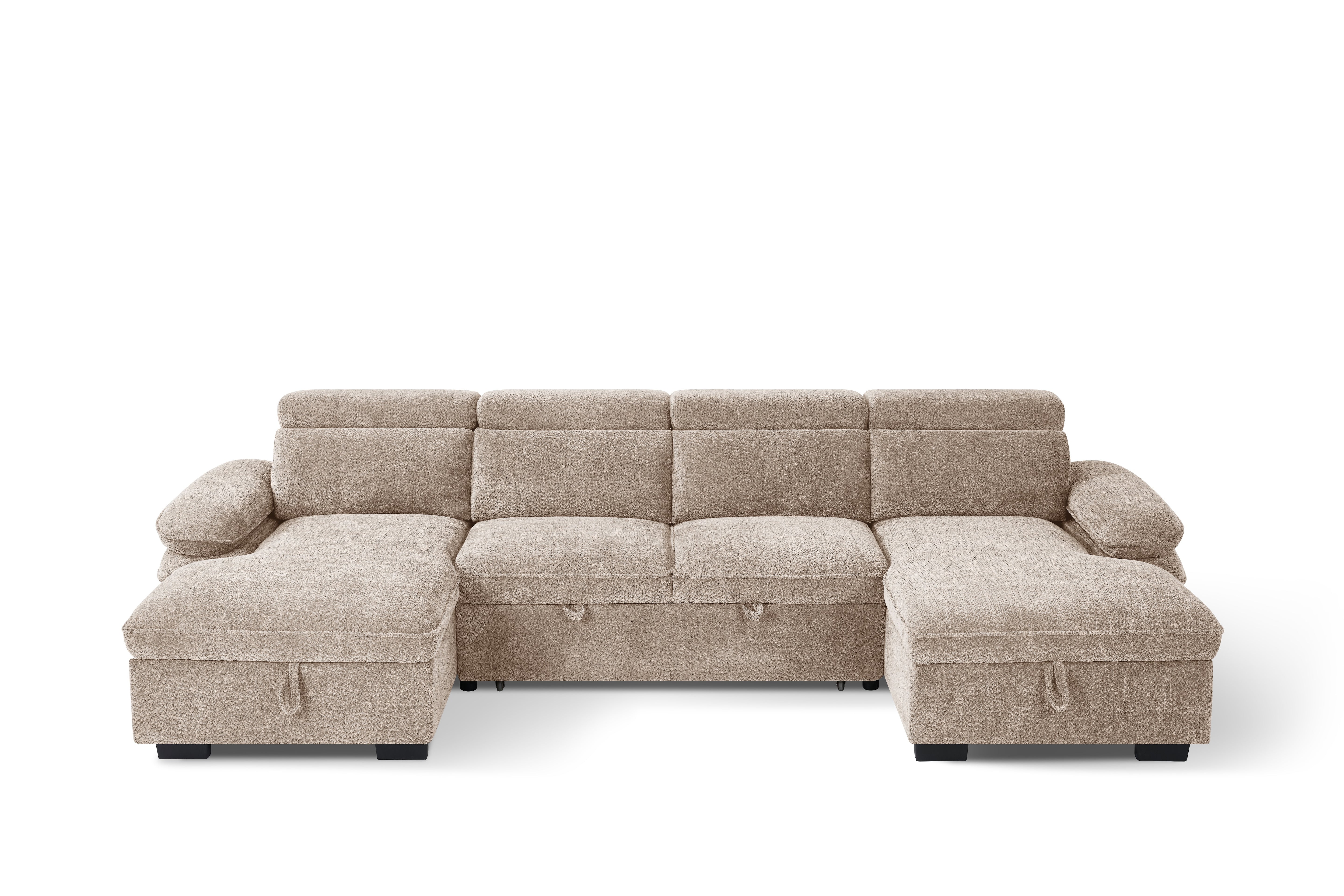 MANVILLE U-Shape Sofa Bed With Storage