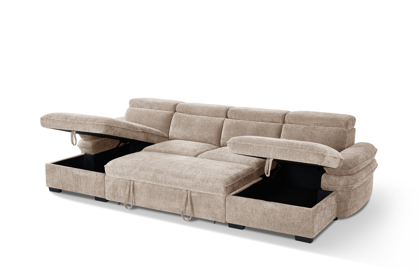 MANVILLE U-Shape Sofa Bed With Storage