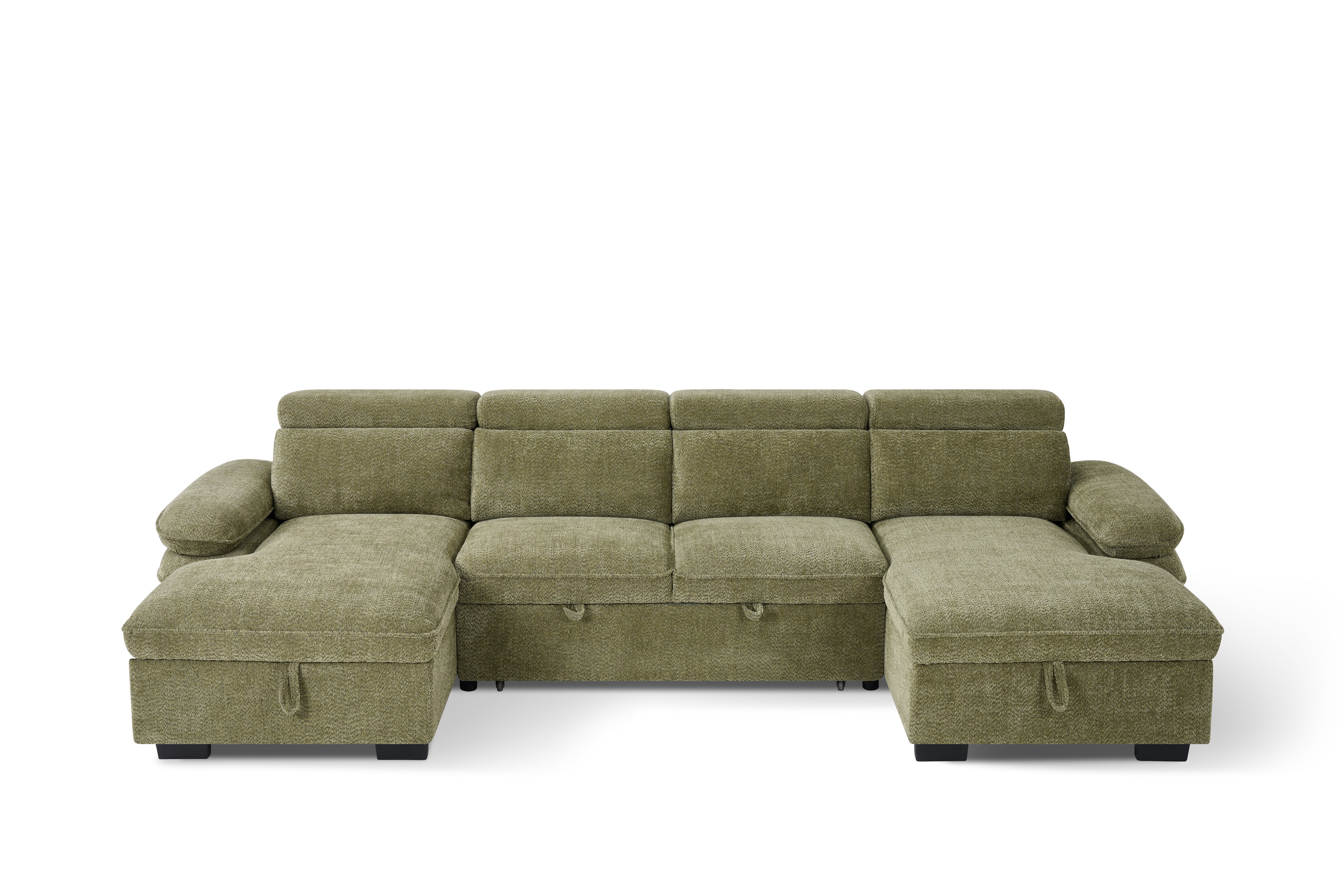 MANVILLE U-Shape Sofa Bed With Storage