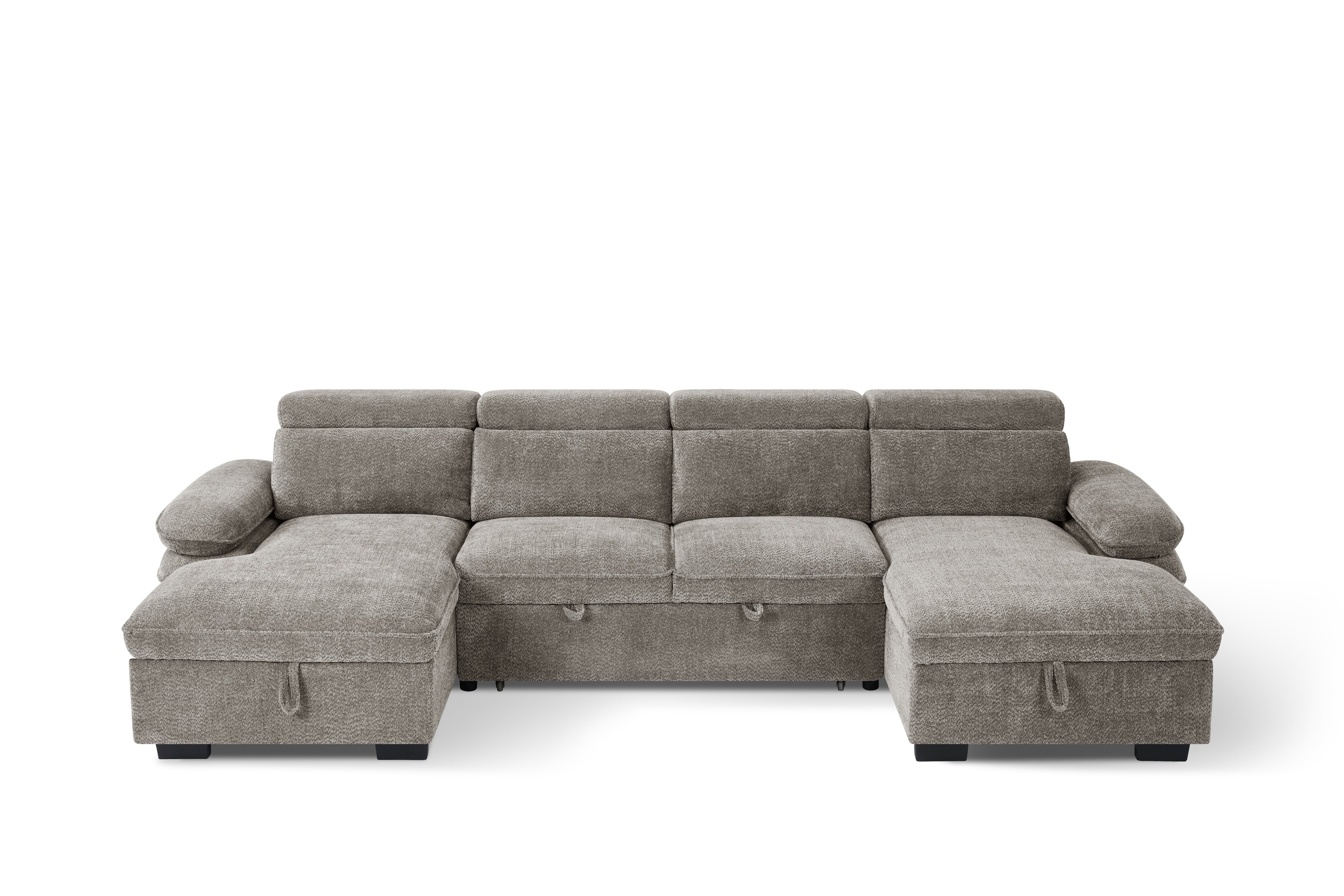 MANVILLE U-Shape Sofa Bed With Storage