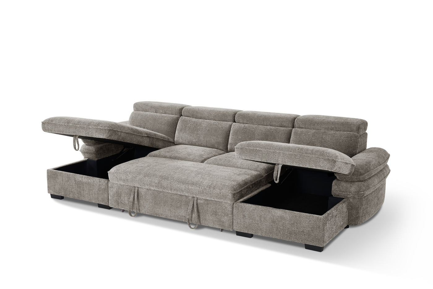 MANVILLE U-Shape Sofa Bed With Storage
