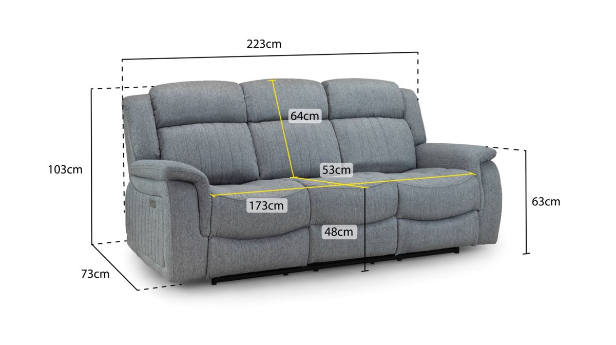 LINDEN 3 Seater Power Recliner Sofa